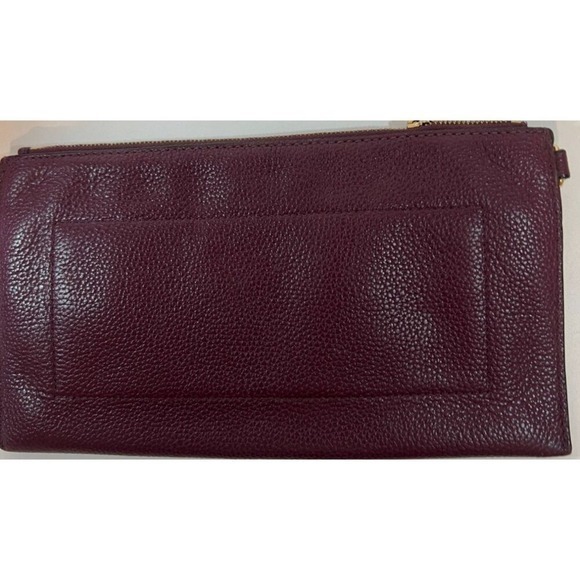 Michael Kors Leather Wristlet Wallet Clutch Burgundy Gold Tone Zipper - Picture 3 of 9
